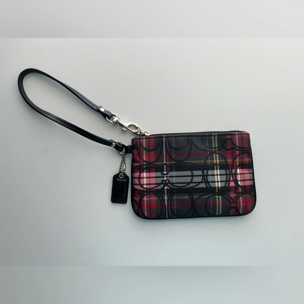 Coach Poppy Signature Tartan Plaid Wristlet